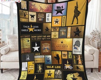Manta de Alexander Hamilton, manta decorativa de Hamilton, manta musical de Hamilton, regalos para fans de Hamilton, regalos de Navidad