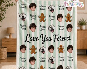 Manta personalizada con foto familiar, manta polar personalizada con la frase "Te amo para siempre", regalo para mamá, abuela e hijos, regalo de Navidad.