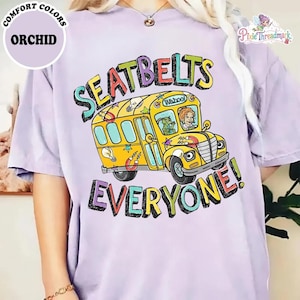 Säkerhetsbälten alla tröja, Den magiska skolbussen tröja, Miss Frizzle t-shirt, tillbaka till skolan tröja, Ms Frizzle magiska skolbuss tröja, skolbuss