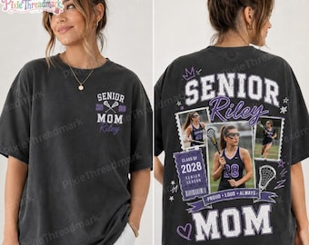 Custom Lacrosse Photo Comfort Colors Shirt, Personalized Photo Sport Player Shirt 2 Sides, Senior Lacrosse Mom Shirt, Lacrosse Bootleg Tee