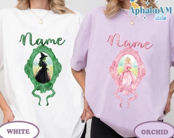 Personalized Coquette Bow Wicked Elphaba and Glinda Shirt, Wicked Changed for Good, Pink and Green, Custom Birthday Girl Shirt, Wicked Bday