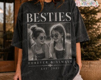 Camiseta vintage personalizada para mejores amigas, camiseta personalizada "Mejores amigas para siempre", camiseta con foto de la infancia, camiseta de cumpleaños para mejores amigas, camiseta para amigas/mejores amigas