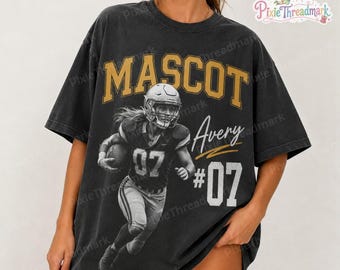 Camiseta de fútbol personalizada Comfort Colors, camiseta con foto del jugador personalizada, regalo para el día del partido con nombre y número de camiseta.