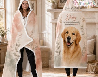 Manta con capucha personalizada con foto de mascota, manta conmemorativa para mascotas, manta con capucha con foto de perro "Siempre a mi lado", regalo de condolencia personalizado