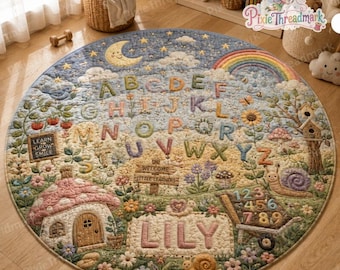 Tapis alphabet personnalisé, tapis d'apprentissage enfant personnalisé avec prénom, tapis bébé ABC, tapis de jardin pour chambre d'enfant, tapis d'éveil pour tout-petits