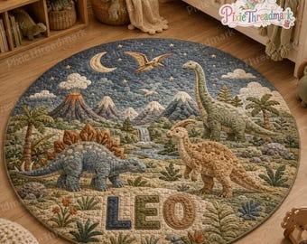 Tapis matelassé personnalisé Dinosaur Valley, tapis de jeu pour enfants dinosaures, tapis de jeu pour bébé, tapis de sol pour chambre d'enfant, tapis d'activités dinosaures pour tout-petits