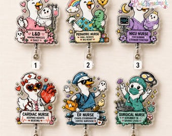 Personalized Goose Nurse Badge Reel, Registered Silly Goose Badge Holder, Funny RN Badge Clip, Halloween Medical Staff Gift