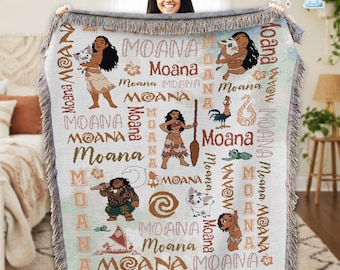 Custom Name Disneyland Moana Woven Blanket, Disneyland Blanket, Moana Blanket, Disneyland Movie Blnekt, Kids Blanket Gifts, Home Decor