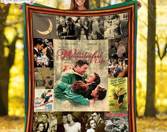 Christmas Movie Blanket, It's Wonderful Life Blanket Wonderful Life Fleece Blanket George Bailey Vintage Old Movies Christmas Family Blanket
