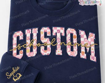 Custom Sweatshirt Embroidered, Embroidery College University, Personalized T-Shirt, Graduation Gift, Sports, High School, Sorority