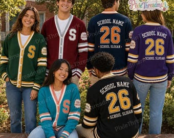 Gilet personnalisé aux couleurs de l'école, pull mascotte personnalisé, tenue pour les jours de match, cadeau de fin d'études promotion 2027, gilet aux couleurs de l'équipe universitaire