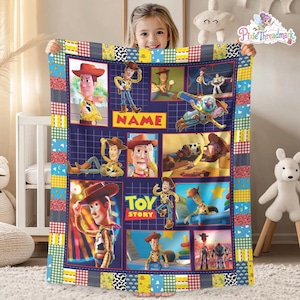 Custom Name Toy Story Blanket, Disneyland Toy Story Blanket, Woody Buzz Jessi Blanket, Toy Story Birthday Gift, Blanket for Kid Baby image 1