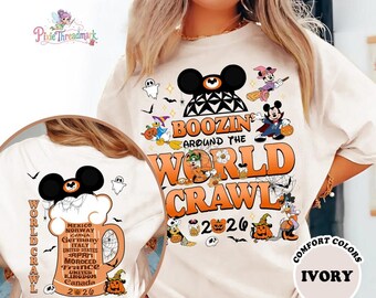 Boozin Around The World Crawl 2026 Shirt, Epcot Halloween Drinks Shirt, Drinking Around The World Shirt, Spooky Season, Halloween Vibes