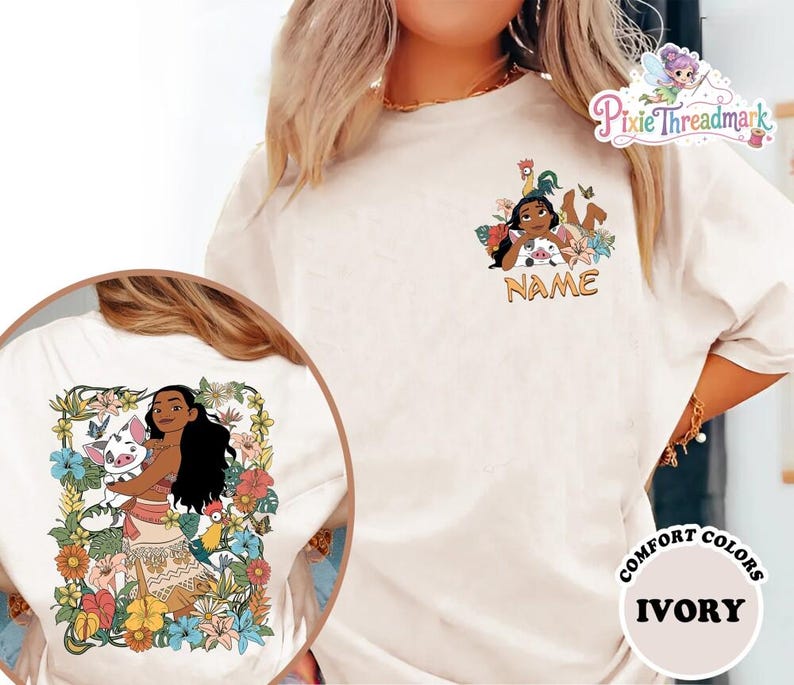 Custom Two-Sided Moana Shirt, Moana 2 Movie T-Shirt, Disneyland Moana Shirt, Princess Shirt, Moana Birthday Shirt, Family Vacation Shirt image 1