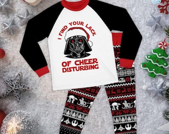 Darth Vader Christmas Family Plaid PJs, I Find your lack of cheer disturbing, StarWars Christmas Family Pajamas, Magic Kindom Pajamas