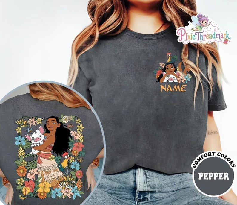 Custom Two-Sided Moana Shirt, Moana 2 Movie T-Shirt, Disneyland Moana Shirt, Princess Shirt, Moana Birthday Shirt, Family Vacation Shirt image 4