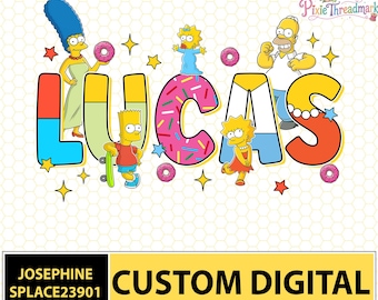 Simpsons Personalized PNG Design, Kids Simpsons Birthday Tee Design, Birthday Gifts, The Simpsons Family Birthday, Digital Download
