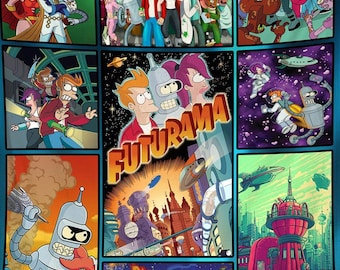 Futurama Fleece Blanket, Leela Bender Philip J. Fry Futurama Throw Blanket For Bed Couch Sofa, Christmas Gifts