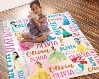 Custom Name Princess Disneyland Fleece Blanket, Princess Disneytrip Blanket, Fleece Blanket, Princess Blanket, Personalized Blanket