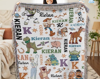 Personalized Toy Story Blanket | Disneyland Toy Story Woven Blanket | Woody Buzz Lightyear Blanket | Birthday Gift | Custom Name Blanket