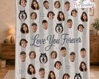 Manta personalizada con foto familiar, manta polar con cara personalizada "Te amo para siempre", regalo para mamá, abuela e hijos, regalo de Navidad.