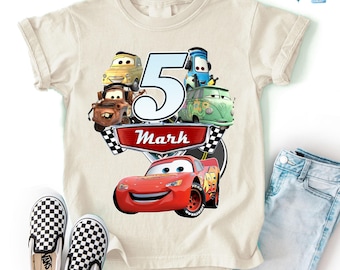 Personalized Lightning Mcqueen Birthday Shirt, Cars Birthday Party Shirt, Disneyland Family Vacation Shirt, Disneyland Birthday Shirt