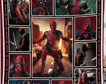 Deadpool Fleece Blanket, Vintage Blanket, Deadpool Throw Blanket Couch Sofa, Superhero Blanket, Deadpool Wolverine Blanket