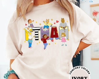 Personalized Arthur Tv Show Comfort Colors Tee, Arthur And Friends T-Shirt, Back To School Shirt, Read Book Teacher Gift