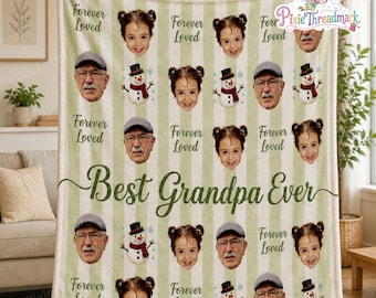 Manta personalizada con foto del abuelo, manta polar personalizada con la cara de los nietos, regalo significativo para el abuelo, regalo conmemorativo