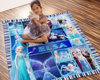Personalized Frozen Movie Blanket, Frozen Elsa Anna Olaf DisneyWorld Blanket, Christmas Gift, Cartoon Fleece Blanket, Cartoon Quilt
