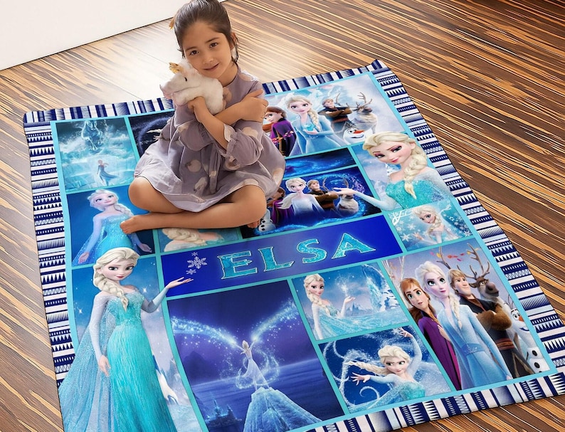 Personalized Frozen Movie Blanket, Frozen Elsa Anna Olaf DisneyWorld Blanket, Christmas Gift, Cartoon Fleece Blanket, Cartoon Quilt image 1