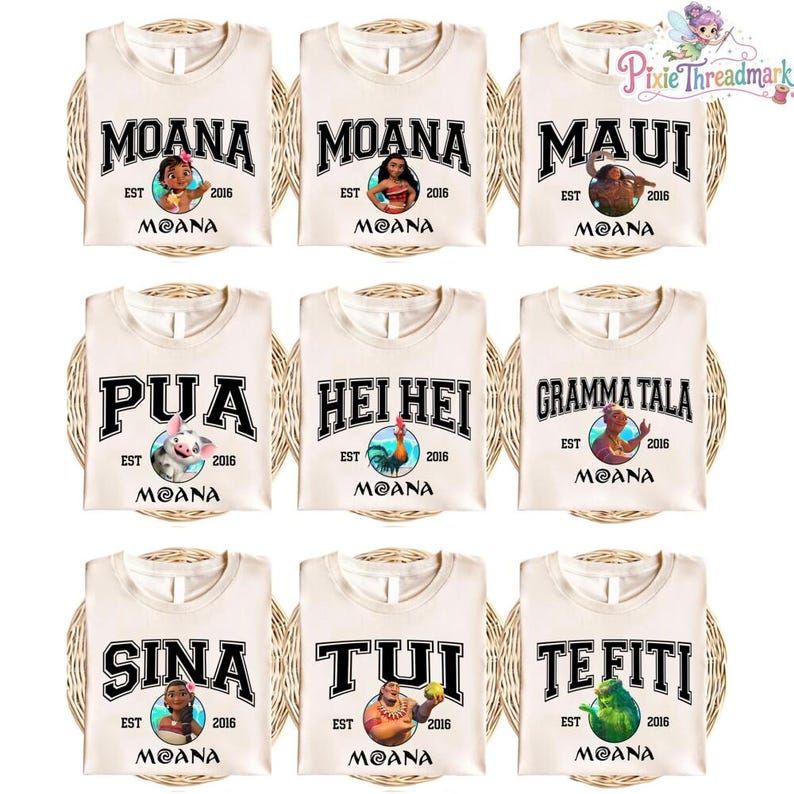 Disneyland Princess Moana Characters Shirt, Moana Family Matching Shirt, Moana Pua Shirt, Moana Hei Hei Shirt, Disneyworld Trip Matching Tee image 2