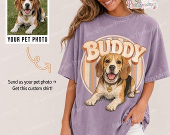 Custom Pet Portrait Comfort Colors Shirt, Personalized Dog Cat Photo Tee