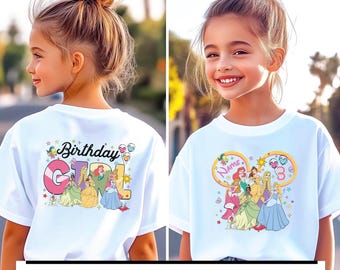 Descarga de PNG de cumpleaños de princesa personalizada, nombre y edad de la cumpleañera personalizada, PNG de princesa de Disneyland, diseño de sublimación PNG personalizado