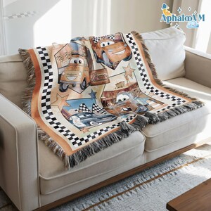 Personalized Cars Lightning McQueen Woven Blanket, Disneyland Blanket, Cars Movie Blanket, Birthday Gifts for Kids image 2