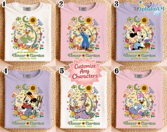 Multi-character Mickey Minnie Figment Orange Bird disneyland Epcot International Flower & Garden Festival 2026 Tee, WDW Family Matching Tee