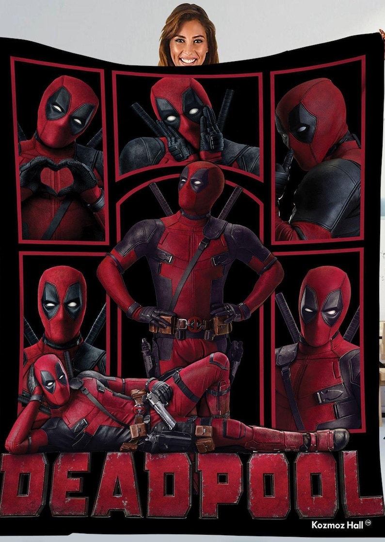 Manta polar de Deadpool, manta de Los Vengadores, manta de superhéroes, manta de Deadpool, Deadpool 3, manta de superhéroes para sofá imagen 1