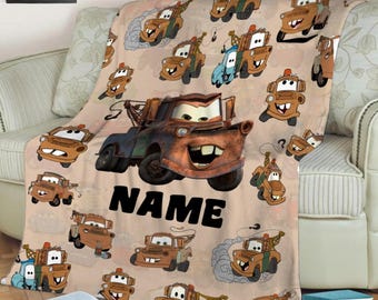 Custom Name Tow Mater Blanket, Disneyland Cars Movie Blanket, Birthday Boy Blanket, Cars Blanket, Tow Mater Blanket, Cars Fleece Blanket