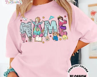 Custom Name Cute Classroom Shirt, Personalized Children Book Characters Tee, Teacher Gift, Elementary School Shirt, Children Book Characters