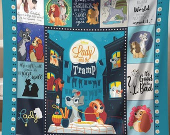 Lady and the Tramp Fleece Blanket | Lady and the Tramp Blanket | Lady and the Tramp Movie Blanket | Christmas Blanket