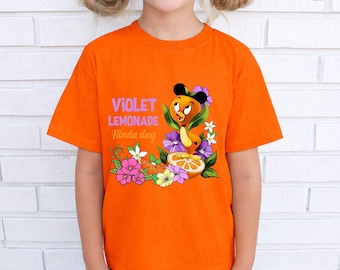 Violet Lemonade Kinda Day Comfort Colors Shirt, Funny Disneyland Orange Bird Adventureland T-Shirt,Epcot Festival, Floral Disneyland T-Shirt