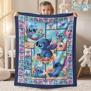 Stitch Cartoon Blanket, Stitch Blanket Christmas Gifts, Disneyworld Stitch Blanket, Lilo and Stitch, Banket Gift for Baby