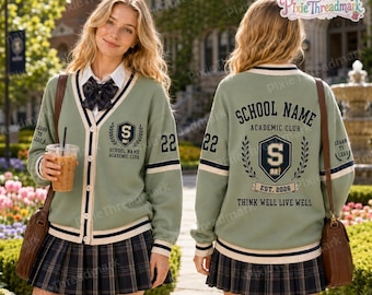 Custom School Team Cardigan, Personalized School Name Sweater, High School Spirit Wear, Game Day Outfit, Senior Gift, Graduation School Gift