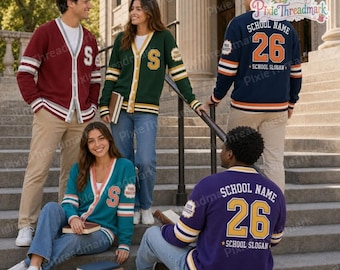 Custom School Spirit Cardigan, Personalized Mascot Sweater, Game Day Outfit, Custom Name & Number, Graduation Gift, Class of 2027