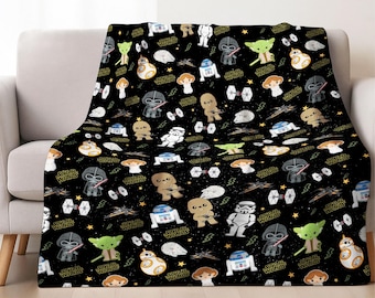 StarWars Characters Blanket, Galaxy's Edge StarWars Birthday Boy, Blanket Birthday Gift, May The Force be With You Family Home Decor