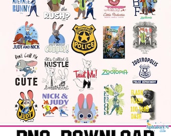 Descarga digital de más de 15 PNG de Zootopia, personajes de dibujos animados de Disneyland, Zootrópolis Zoomania, descarga de la película Zootopia de Disneyworld