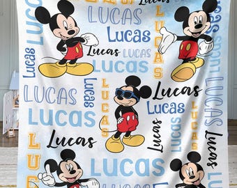 Personalized Mickey Fleece Blanket, Mickey Mouse Blanket, Disneyland Mickey Quilt, Mickey and Friends Blanket, Disneyland Throw Blanket