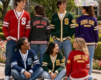 Custom School Mascot Cardigan, Personalized Game Day Sweater, School Spirit Outfit, Class of 2027 Senior Gift, Graduation Cardigan