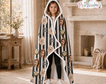 Manta con capucha personalizada para niños con foto, manta ponible con cara personalizada "Te quiero para siempre", regalo del Día de la Madre de parte de los niños.
