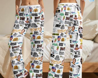 The Office Satin Pajamas Pants, The Office Movie Party Pajamas, The Office Series Pjs, TV Fan Pajamas Pants, Pj Pants For Women and Men